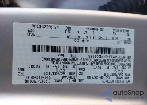 2015 Ford F-150 Xl z USA, uszkodzony, nr VIN 1FTEW1EF8FFD05386